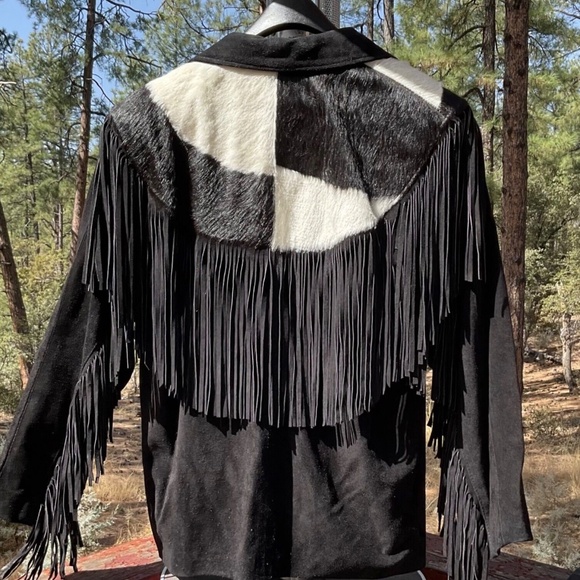Vintage Women’s Leather Fringe Cowboy Jacket Black Small Contempo Casuals RARE - Picture 5 of 9